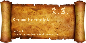 Kremm Bernadett névjegykártya